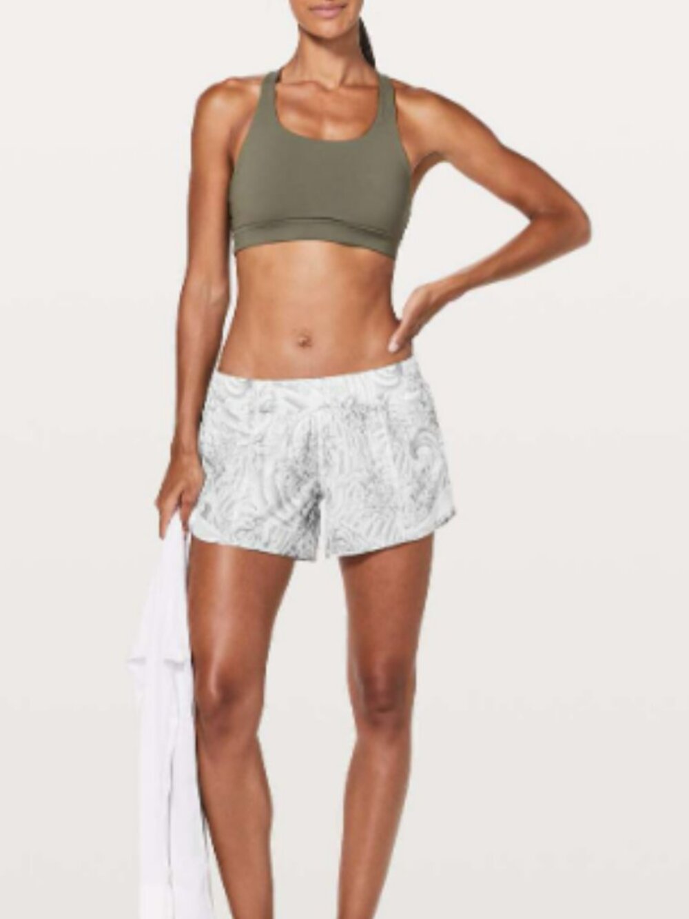 Lululemon Hotty Hot Short II *Long 4" Mini Twine White Multi / White